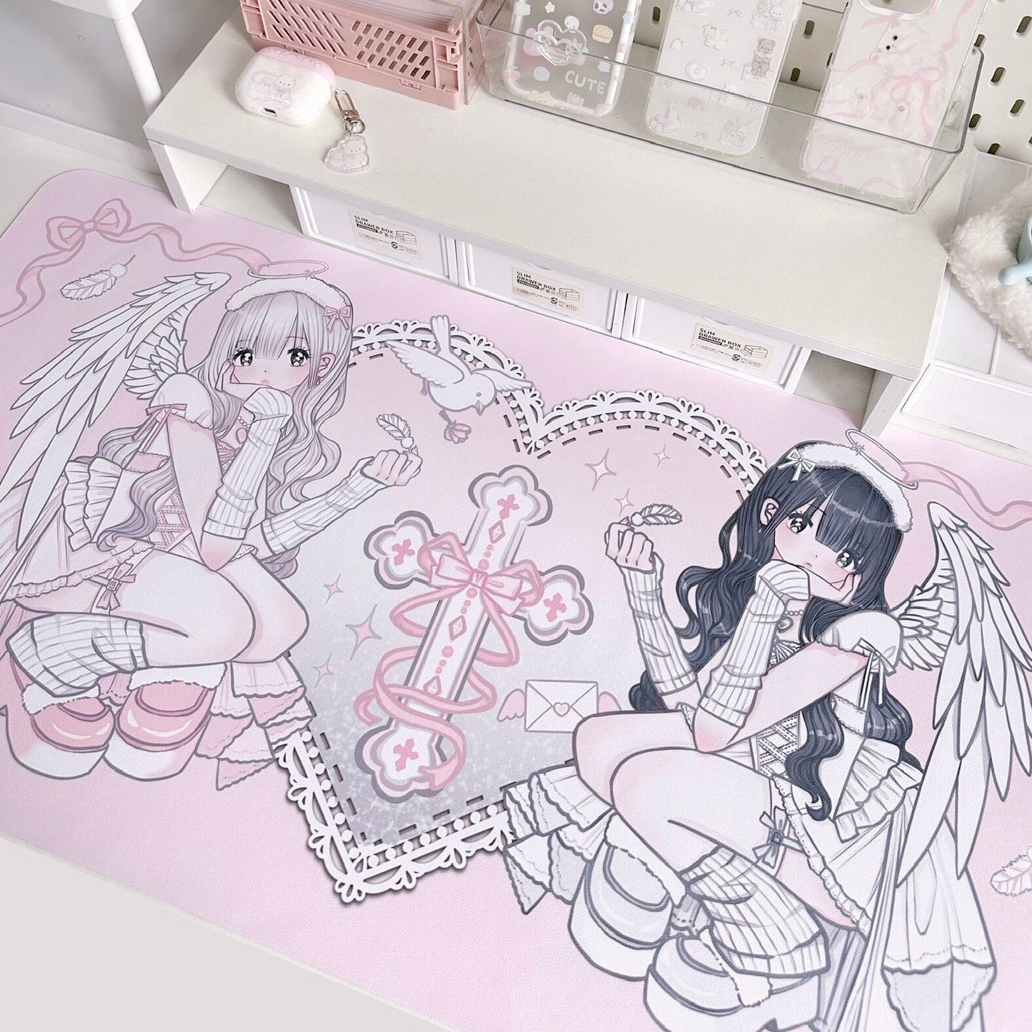 Angel Girl Leather Table Mat