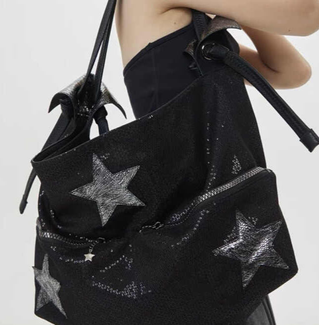 Y2K Sequin Star Tote Bag