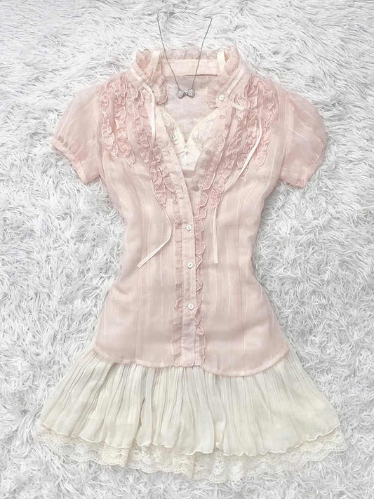 Retro Pink Lace Shirt