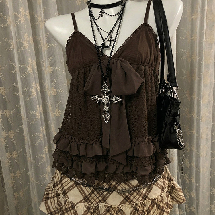 Brown Vintage Sweetheart Cami Top