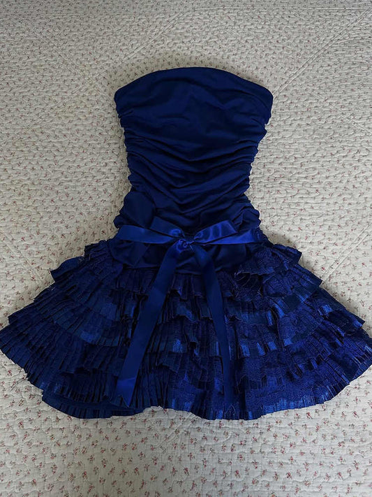 Retro Lace Tube Top Dress