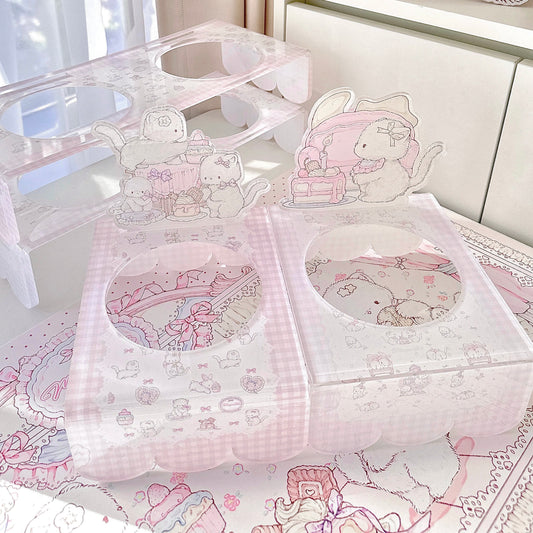 pink girly acrylic Pet bowl rack