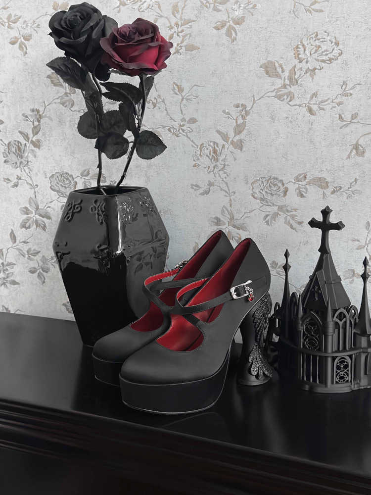 Gothic Dark Angel Wings Shaped Heels