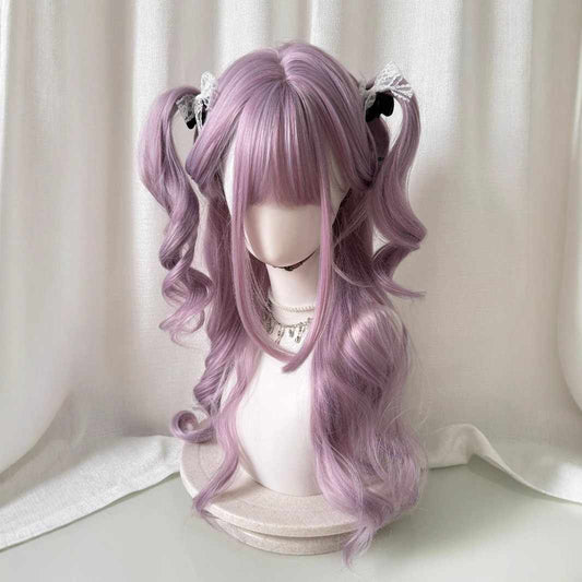 Purple Sideburns Long Curly Wig