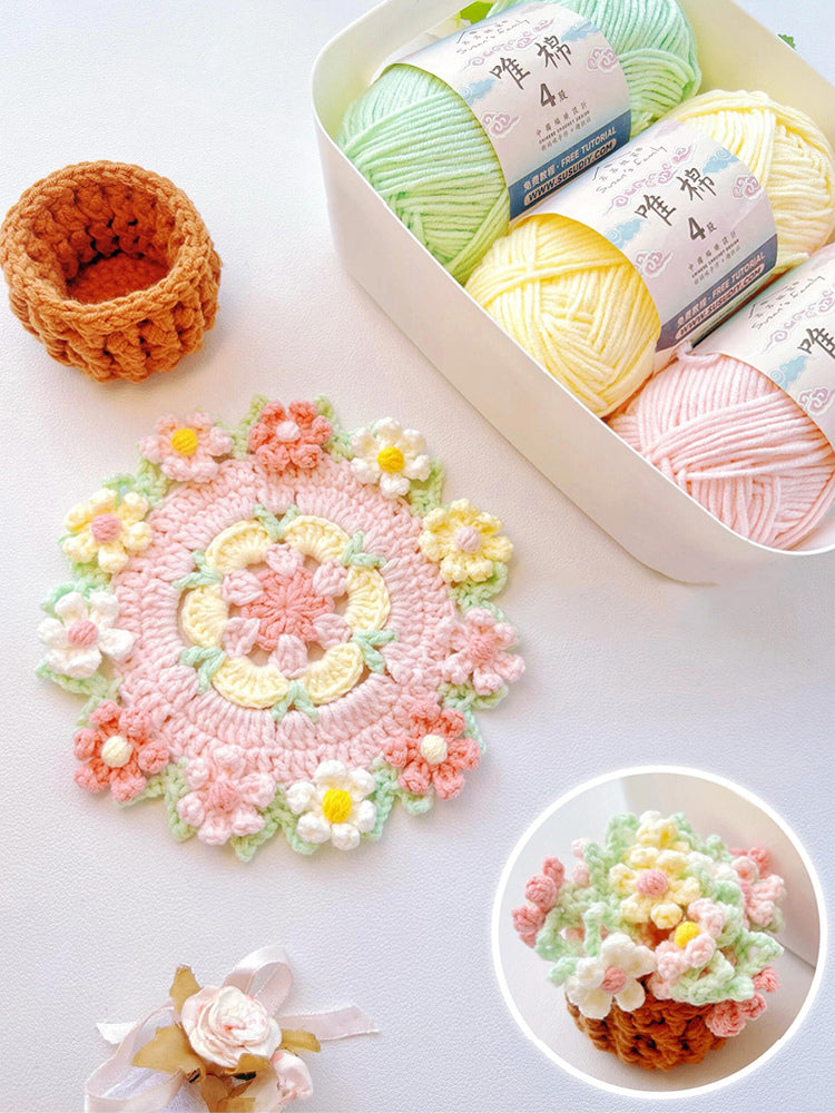 diy wool spring daisy coaster material package