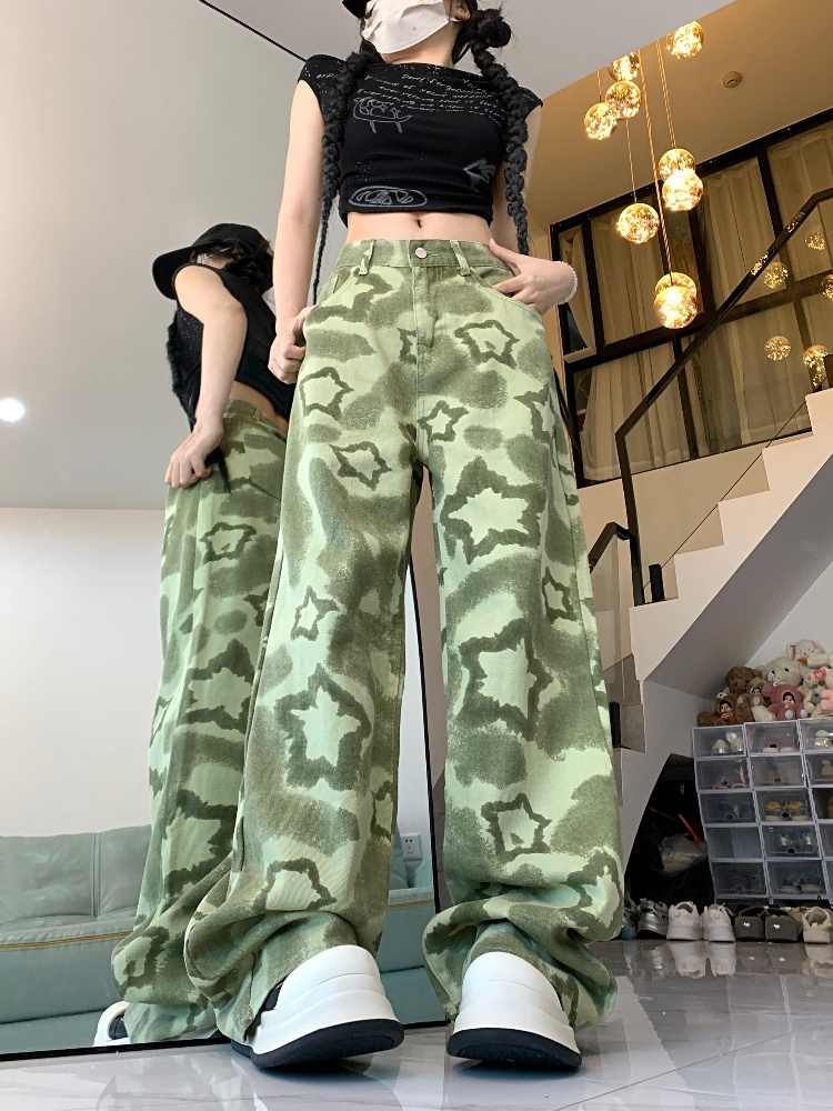 Y2K Camouflage Star Wide-leg Pants