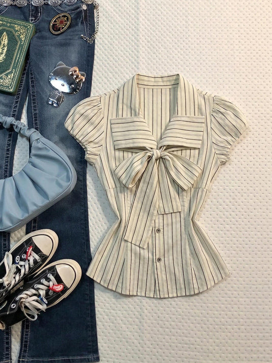 striped bow shirt