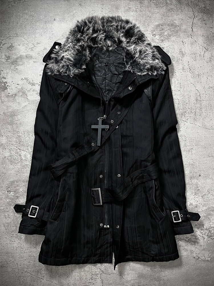 goth retro fur collar jacket