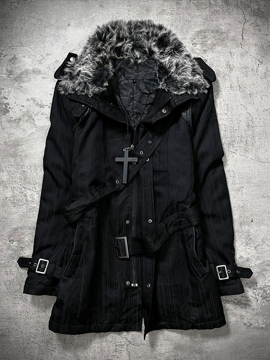 goth retro fur collar jacket