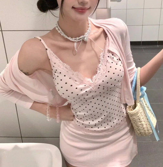 French polka dots suit