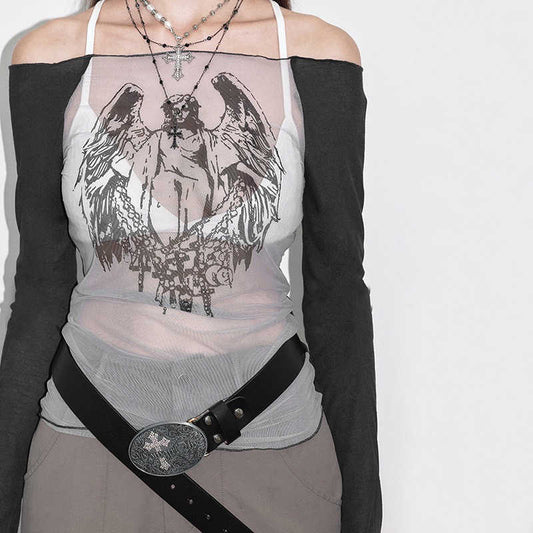 Y2K Gothic Virgin Angel Long-sleeved Top