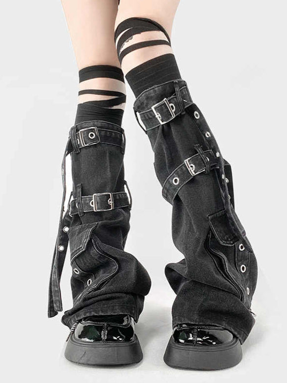 Y2K Belts Black Denim Leg Covers