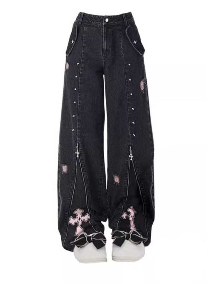 Grunge Punk Wide Legs Pants