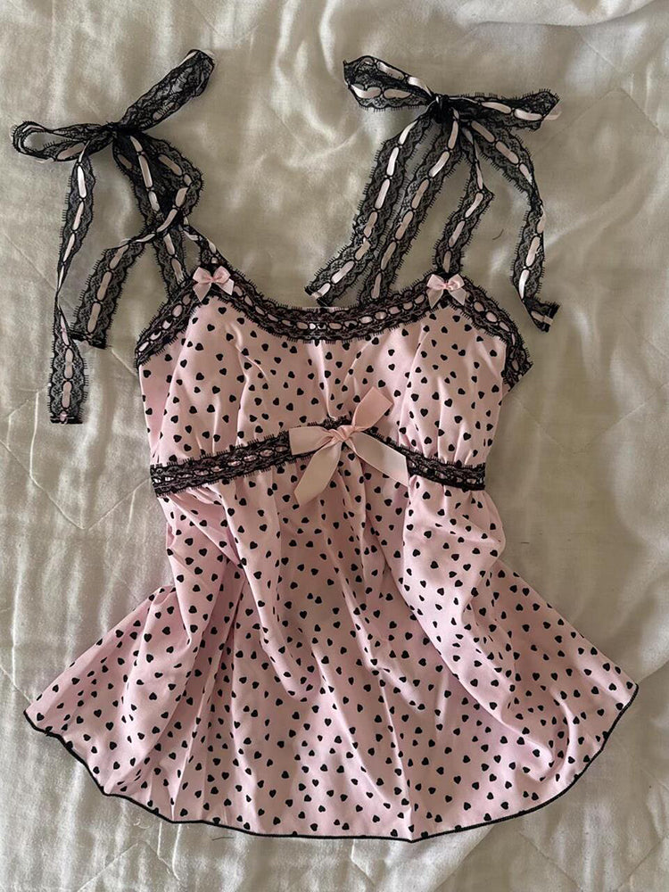 polka dot bow kawaii tank top