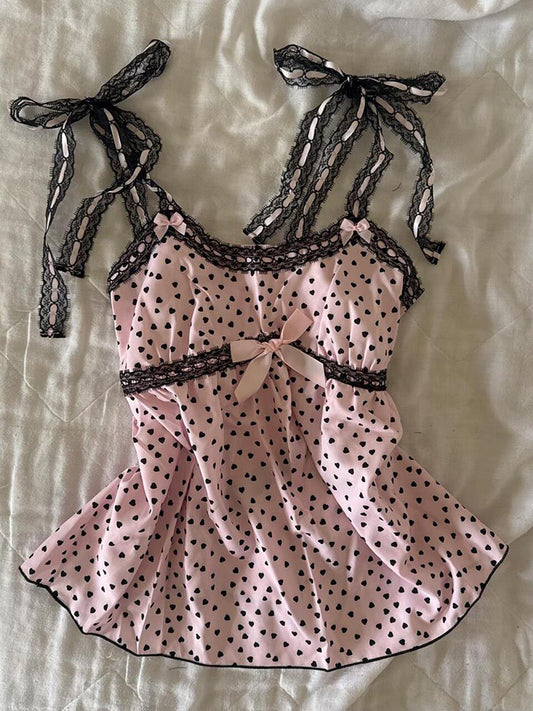 polka dot bow kawaii tank top