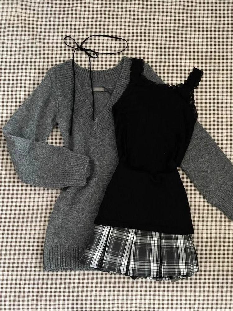 vintage gray sweater coord