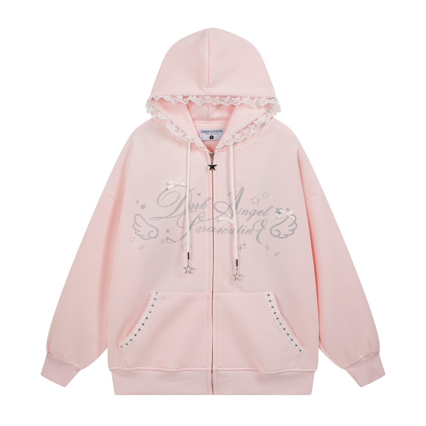 coquette lace bow hoodie jacket