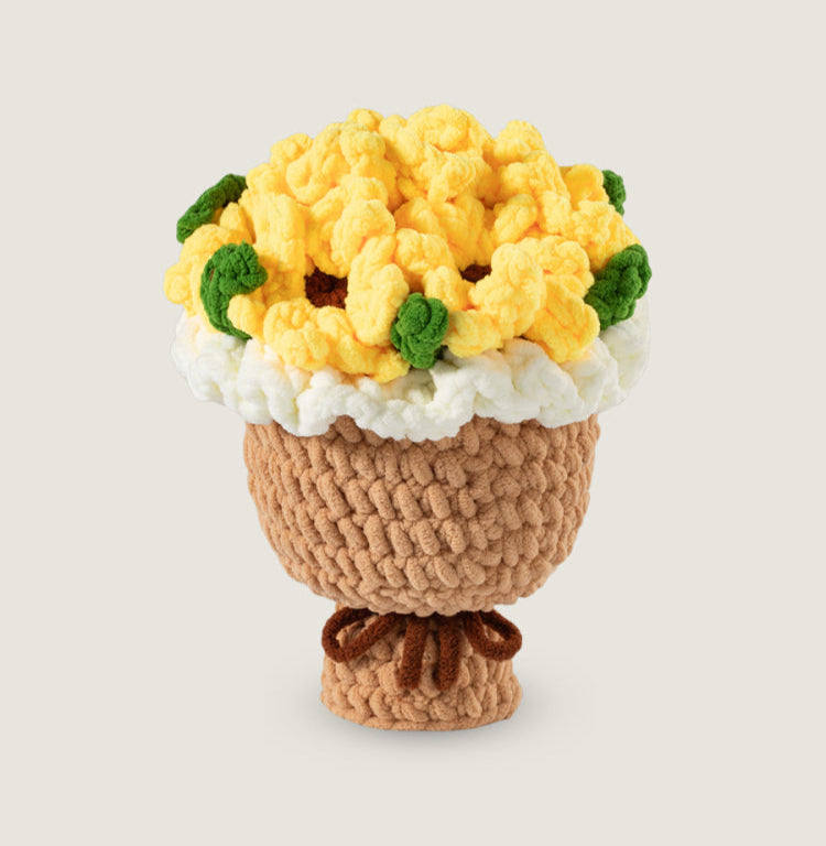 handmade knitted Sunflower bouquet