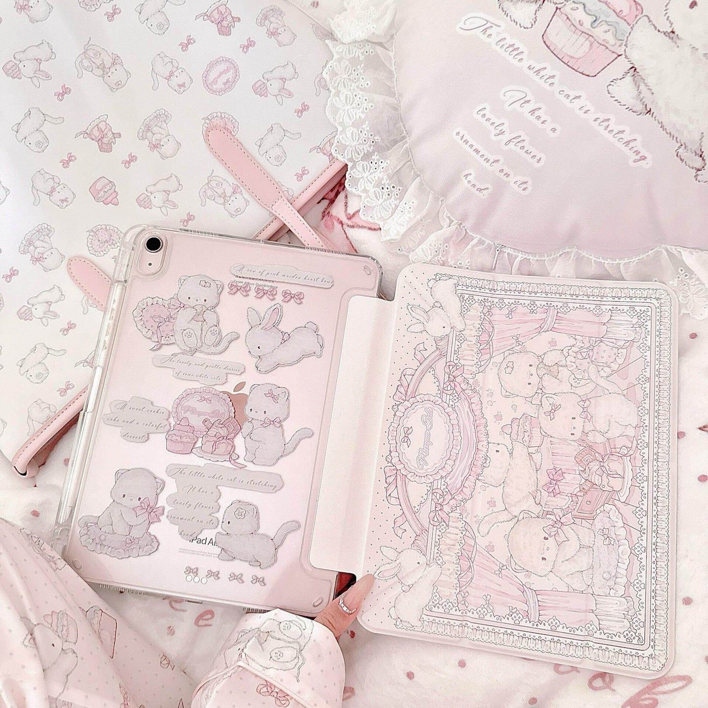 kawaii acrylic 3+Y folding anti-bending magnetic all-in-one ipad air6 protective case