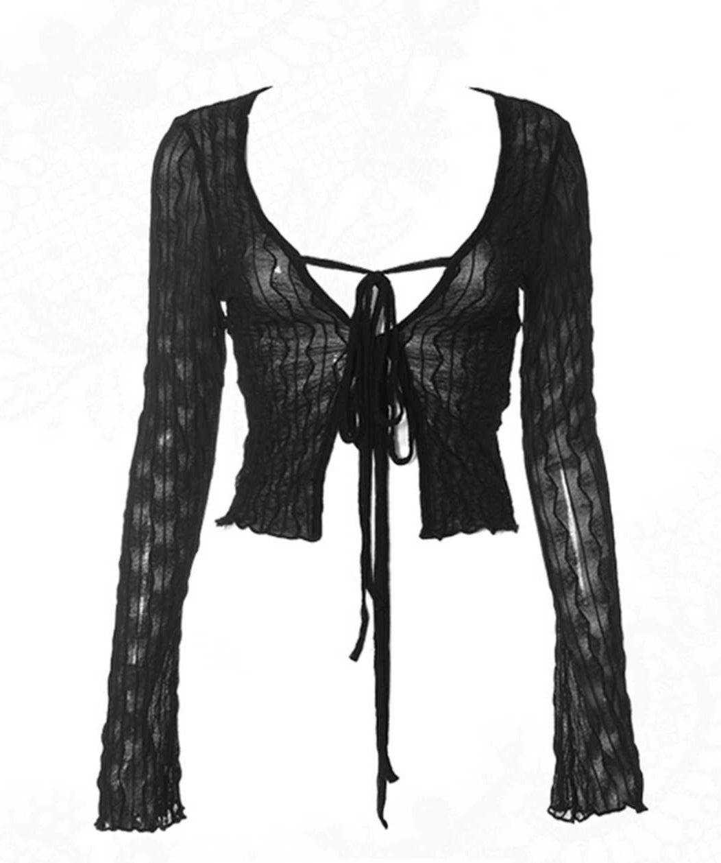 Dark Coquette V-neck Long-sleeved Top