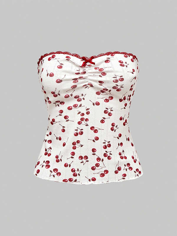 Cherry Lace Flower Tank Top