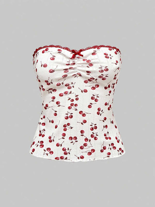 Cherry Lace Flower Tank Top