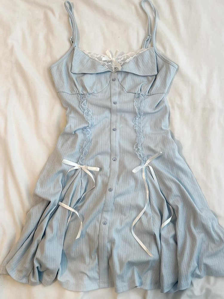 Fairy Blue Bow Straps Dress
