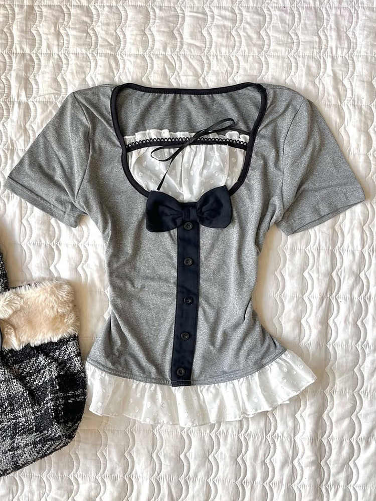 Retro Gray Lace T-shirt