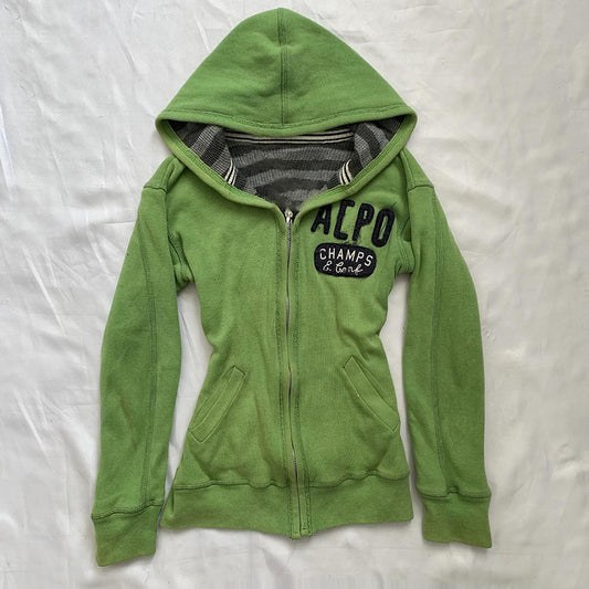 retro green hooded sweatshirt