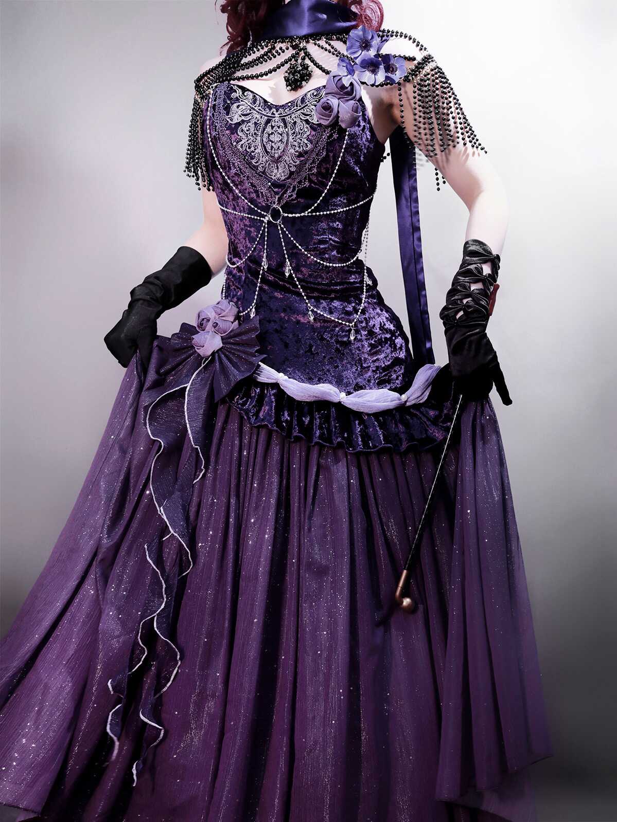 Purple Velvet Fishtail Dress