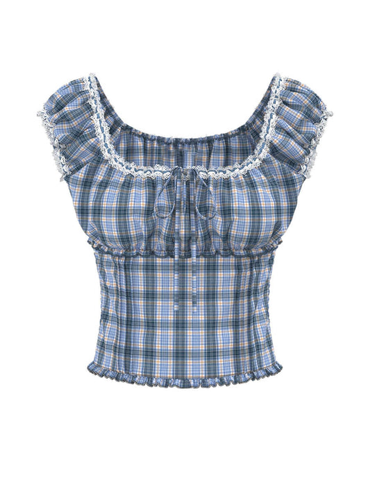 Lace Fungus Plaid Blouse