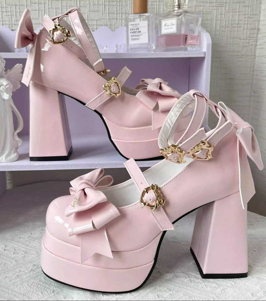 Bows Heart Buckle Lolita Shoes