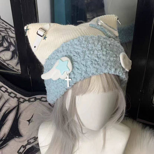 y2k kawaii knit hat
