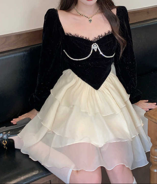 Dark Coquette Princess Velvet Dress