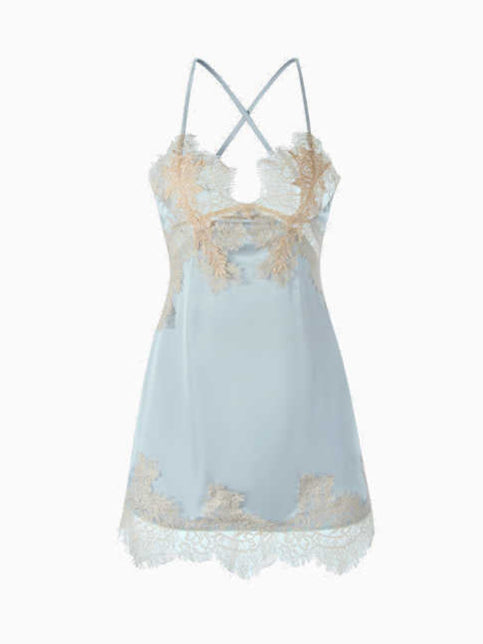 Deep V Lace Satin Pajamas