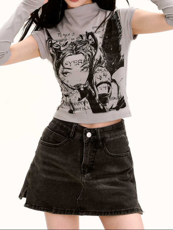 y2k Cartoon Acubi Two-piece Tee