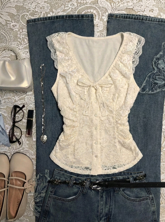 white lace tank top