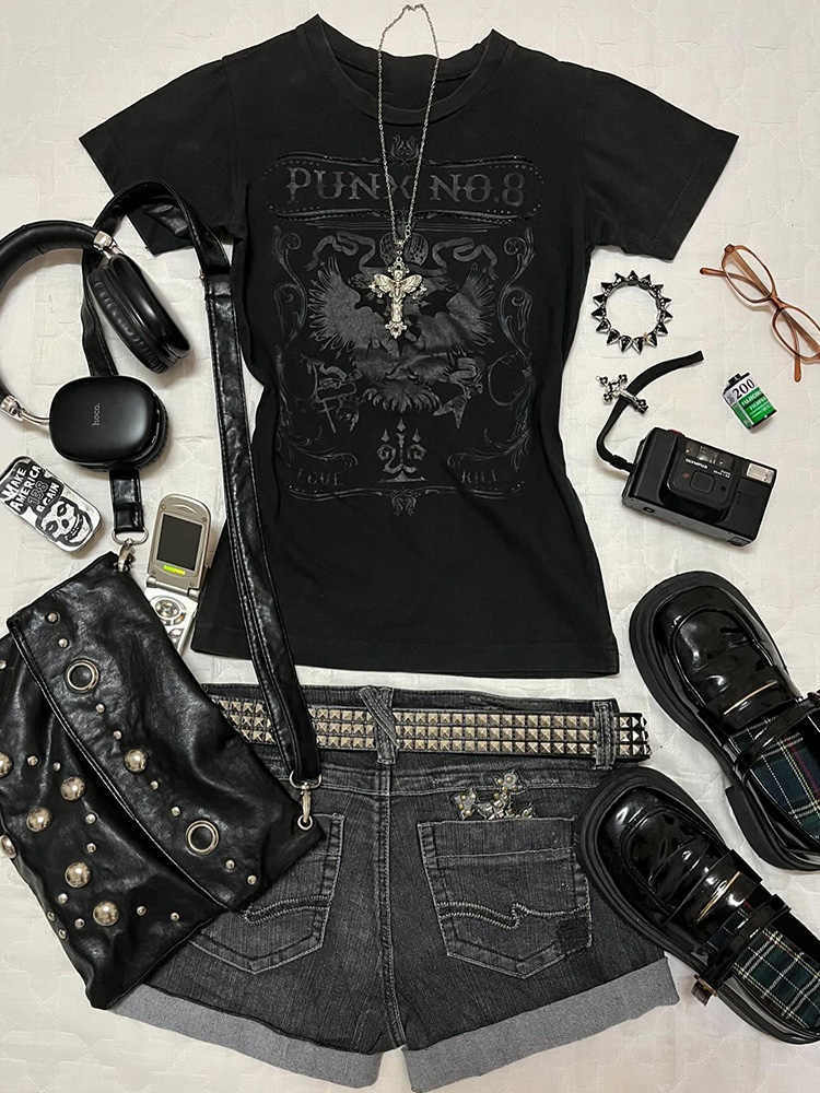 Goth Retro Printed T-shirt