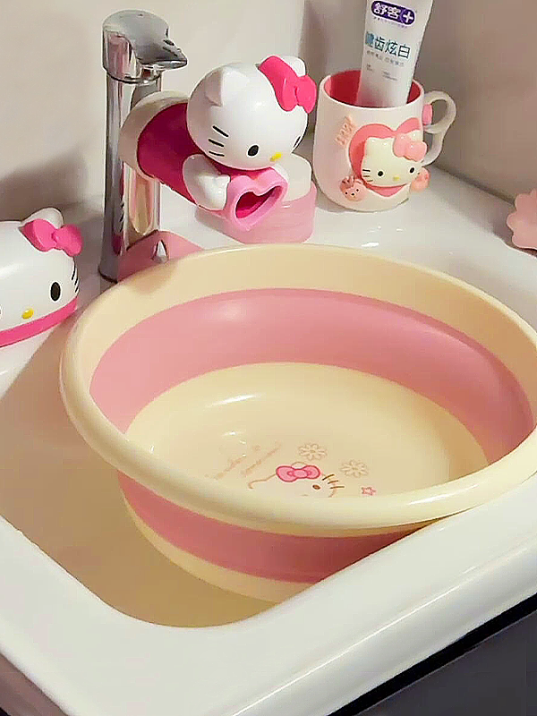 cute kitty folding wash basin