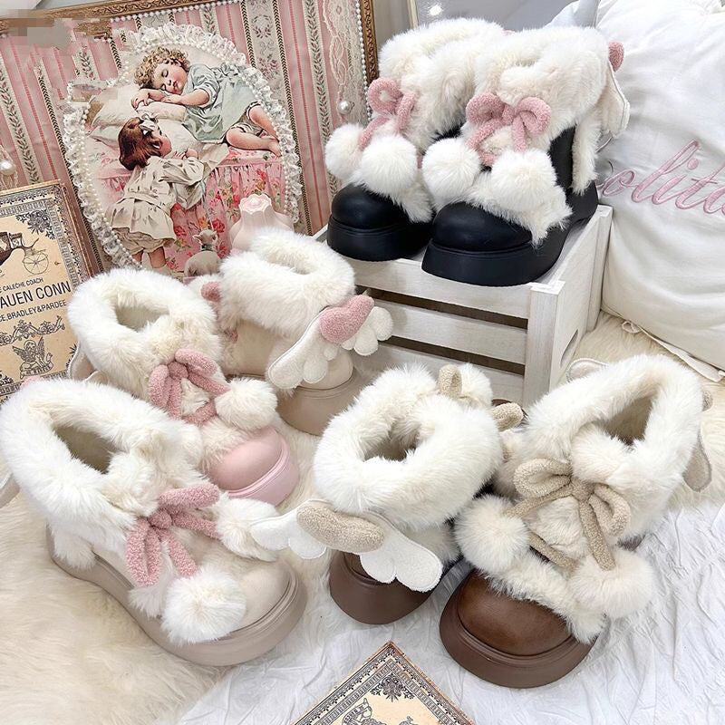 lolita fur kawaii winter shoes