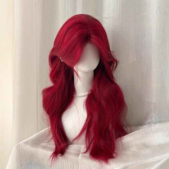 Red Forehead Lace Wig Female