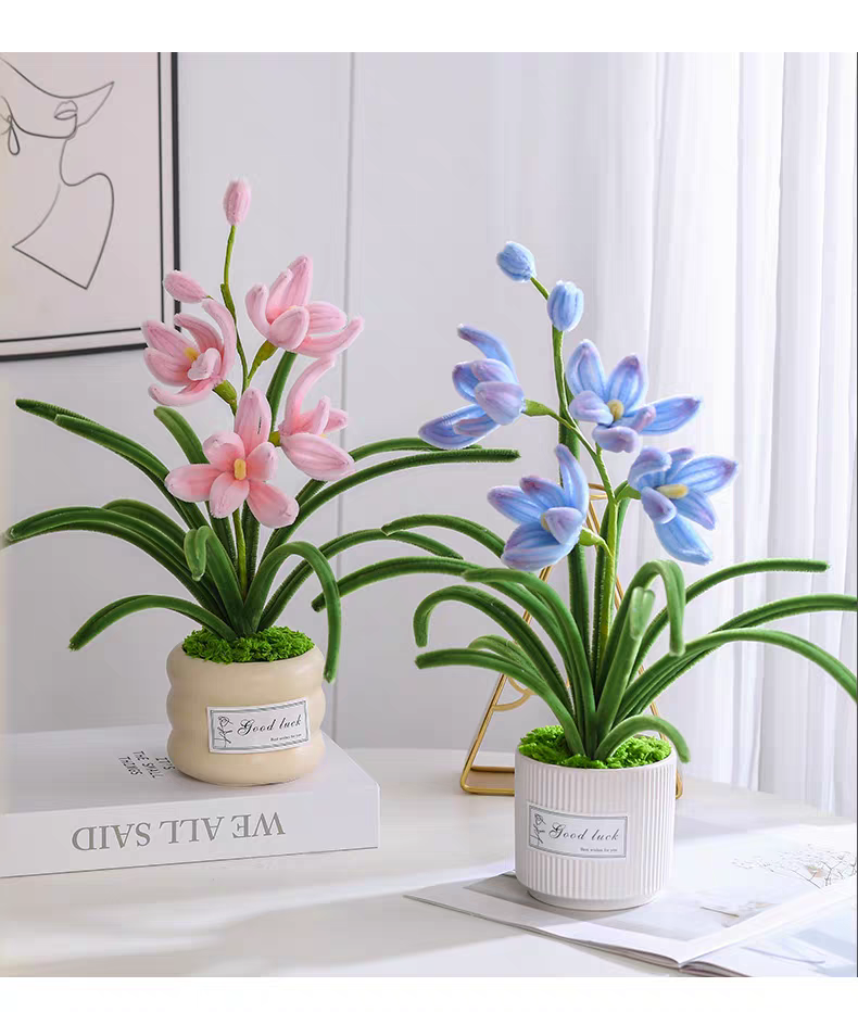 Finished twist stick large potted plant