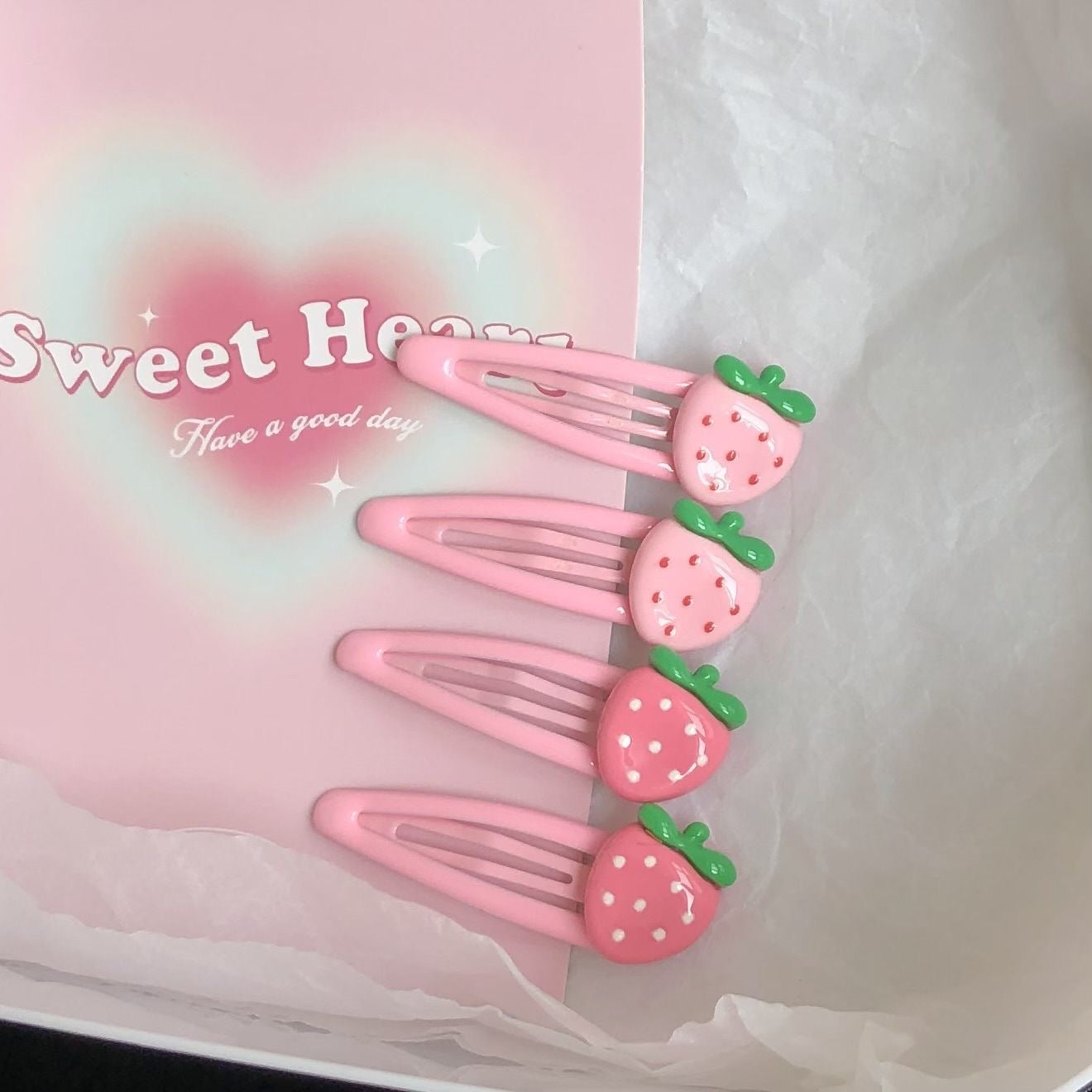 pink strawberry kawaii hair accessories