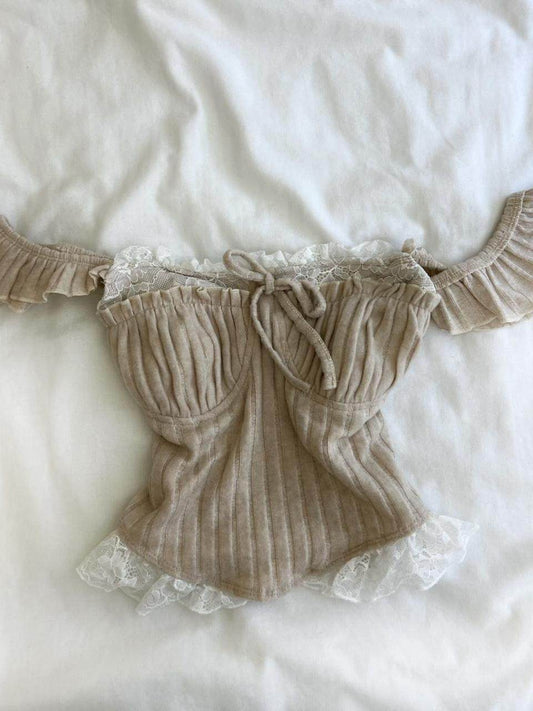 retro lace trim shirt