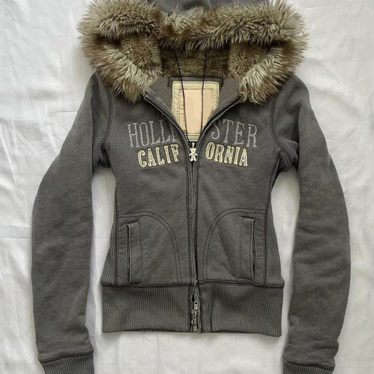 American retro gray printed jacket
