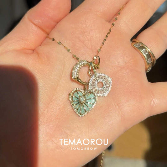 Vintage Stacked Blue Love Pendant Necklace