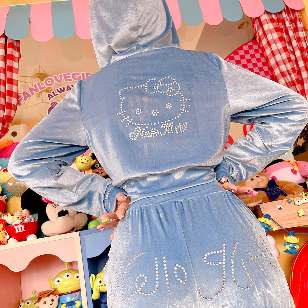 Velvet Y2K Rhinestone Sporty Suit