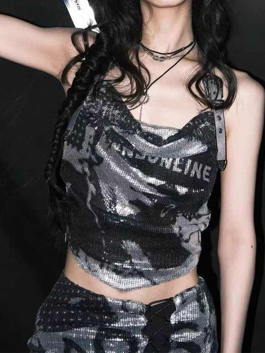 Y2K Sequin Punk Crop Top