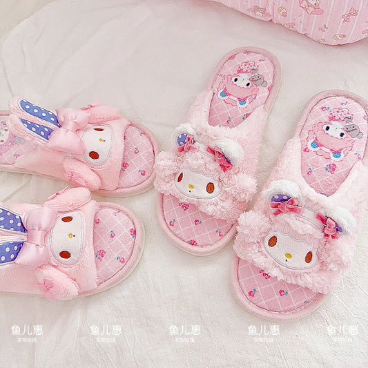 Cute girly heart velvet slippers