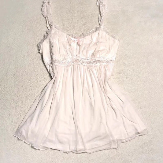 Pink lace suspenders